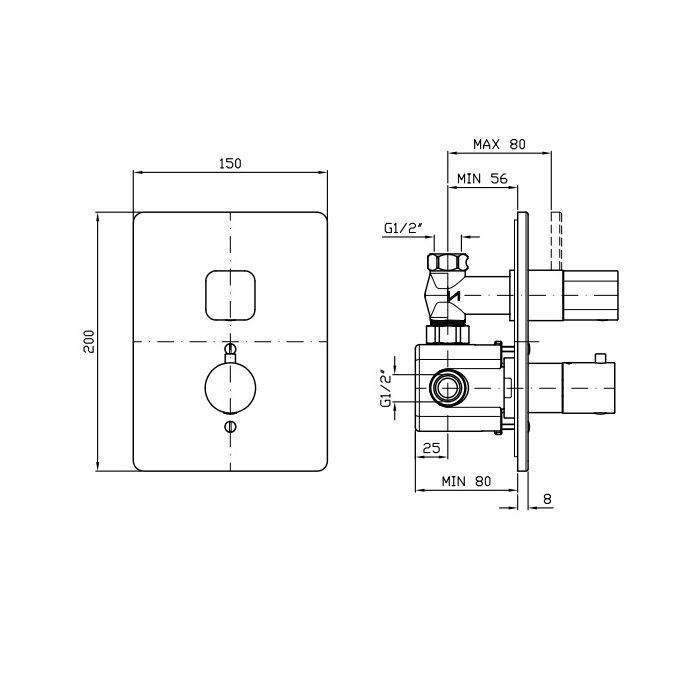 Zucchetti Jingle 1 Stop Valve Thermostatic Mixer ZT2751