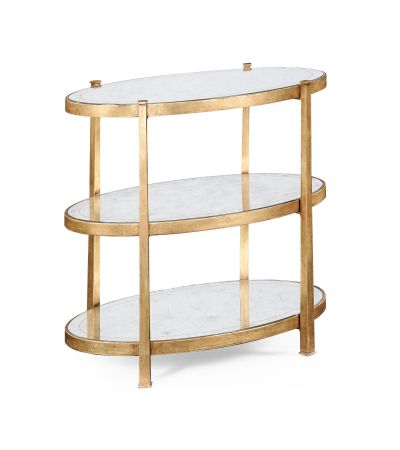 Jonathan Charles Oval Three Tiered Table - Gold