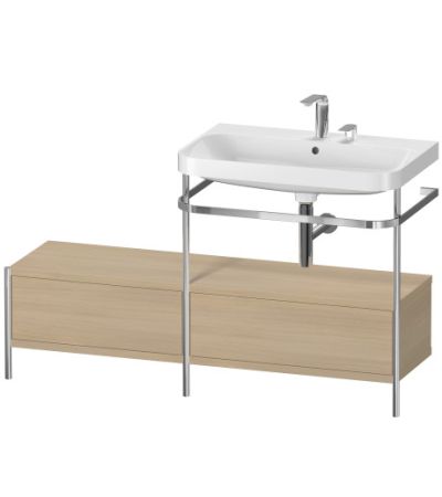 Duravit Happy D.2 Plus Furniture washbasin c-shaped with metal console floor-standing Mediterranean Oak HP4857E7171