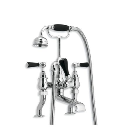 Lefroy Brooks BL 1100 Classic Deck Mounted Bath Shower Mixer 3/4" with Black Levers