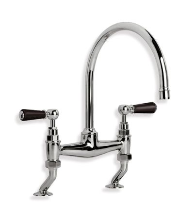 Lefroy Brooks BL 1517 Classic Basin Bridge Mixer with Black Levers and 91/2" Spout