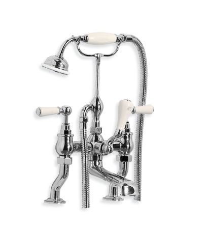 Lefroy Brooks WL 1100 Classic Deck Mounted Bath Shower Mixer with White Levers (3/4")