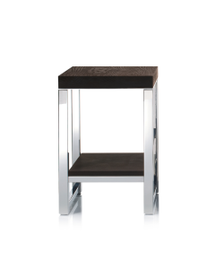 Décor Walther - WO HME       WOOD Stool with board - stainlesssteel polished - thermo-ash oiled dark