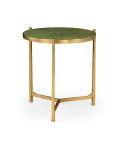 Shagreen Round Gilded Side Table - Gold