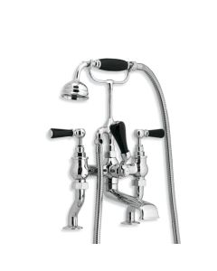 Lefroy Brooks BL 1100 Classic Deck Mounted Bath Shower Mixer 3/4" with Black Levers
