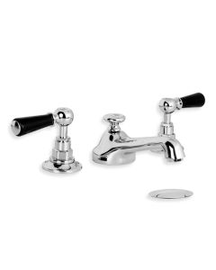 Lefroy Brooks BL 1220 Classic Black Lever Three Hole Basin Mixer with Pop-up Waste