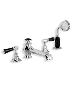Lefroy Brooks BL 1250 Classic Black Lever Four Hole Bath Set with Diverter and Pull-out Shower