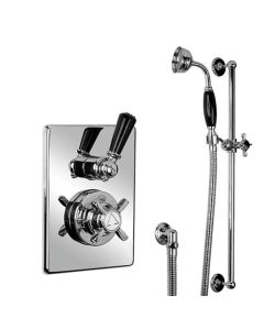Lefroy Brooks BL 8717 Concealed Black Lever Thermostatic Mixing Valve with Sliding Rail and Handset