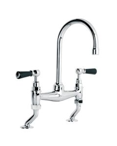 Lefroy Brooks BL 9007 Classic Basin Bridge Mixer with Black Levers and 6 1/2" Spout