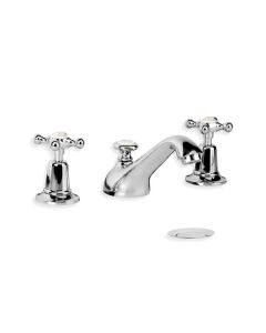 Lefroy Brooks CH 1216 Edwardian three Hole Basin mixer with Connaught Handwheels and Pop-up Waste
