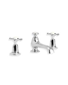 Lefroy Brooks CH 1224 Connaught Three Hole Basin mixer with Handwheels and Pop-up Waste