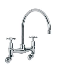 Lefroy Brooks CH 1518 Connaught Wall Mounted Basin Bridge Mixer with 91/2" Spout