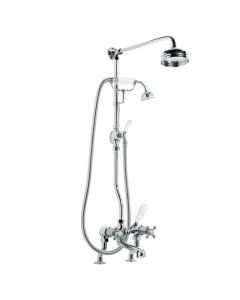 Lefroy Brooks CH 1700 Connaught Bath Shower Mixer (3/4") with Riser Kit, Lever Diverter, Hand Shower and 5" Rose