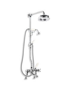 Lefroy Brooks CH 1701 Connaught Bath Shower Mixer (3/4") with Riser Kit, Lever Diverter, Hand Shower and 8" Rose