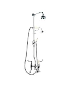 Lefroy Brooks CL 1700 Connaught Bath Shower Mixer (3/4") with Riser Kit, Lever Diverter, Hand Shower and 5" Rose