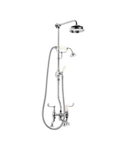 Lefroy Brooks CL 1701 Connaught Bath Shower Mixer (3/4") with Riser Kit, Lever Diverter, Hand Shower and 8" Rose