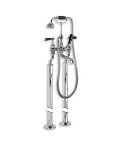 Lefroy Brooks EXT/BL 1144 Classic Black Lever Bath Shower Mixer 3/4" with Standpipes and Extended Cranked Legs
