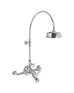 Lefroy Brooks FH 1156 La Chapelle Wall Mounted Bath Shower Mixer with Riser and 8" Shower Rose