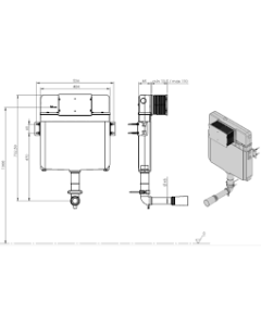 Saneux 1140mm/85mm Universal Ultra Slim Framed Cistern