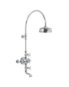 Lefroy Brooks FR 8630 La Chapelle Exposed Thermostatic Valve with Riser and 8" Shower Rose and Bath Filler