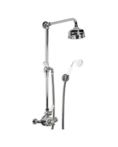 Lefroy Brooks GD 8723 Exposed Godolphin Thermostatic Mixing Valve with 5" Rose, Wall Bracket, Lever Diverter and Adjustable Riser Pipe Bracket