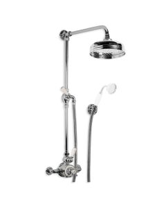 Lefroy Brooks GD 8724 Exposed Godolphin Thermostatic Mixing Valve with 8" Rose, Wall Bracket, Lever Diverter and Adjustable Riser Pipe Bracket<br> Exposed Godolphin Thermostatic Mixing Valve with 8" Rose, Wall Bracket, Lever Diverter and Adjustable Riser 