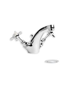 Lefroy Brooks LB 1185 Basin Monobloc with Pop-up Waste<br> <br> Classic Basin Monobloc with Pop-up Waste <br> Deck Mounted, Cross Handle, One Hole<br> <br> Available finishes: Silver Nickel, Chromium Plate, Antique Gold<br>