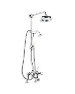 Lefroy Brooks LB 1701 Classic Bath Shower Mixer with Riser Kit, Lever Diverter, Hand Shower and 8" Shower