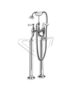Lefroy Brooks WL 1145 Classic White Lever Bath Shower Mixer with Standpipe Sleeves and Adjustable Baseplates for Rim Mounting