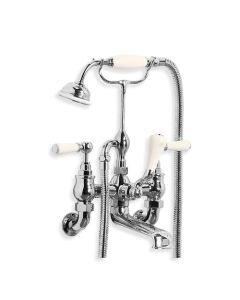 Lefroy Brooks WL 1166 Classic Wall Mounted Bath Shower Mixer with White Levers (3/4")