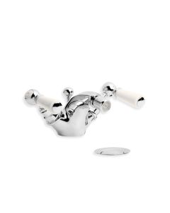Lefroy Brooks WL 1195 Classic Bidet Monobloc with White Levers and Pop-up Waste