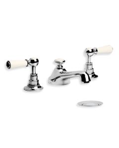 Lefroy Brooks WL 1220 Classic White Lever Three Hole Basin Mixer with Pop-up Waste