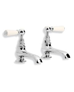 Lefroy Brooks WL 8030 Classic White Lever Basin Pillar Taps with Long Nose (1 pair)