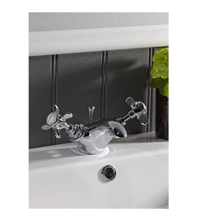 Tavistock Varsity; Deck Mounted; 1 Tap Hole Basin Mixer with Pop Up Waste - Chrome