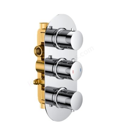 RAK Ceramics Round Triple Outlet Thermostatic Concealed Shower Valve