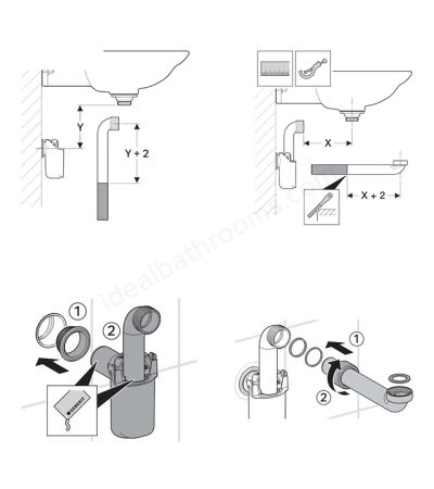 Geberit Space-Saving Dip Tube Trap Waste for Washbasins, Horizontal Outlet