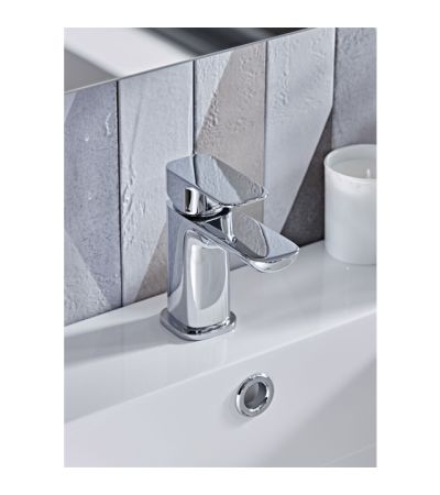 Tavistock Haze; Deck Mounted; 1 Tap Hole Basin Mixer with Click Waste - Chrome