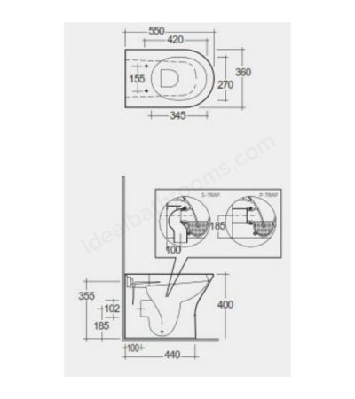 RAK Ceramics Feeling 365mm Back to Wall WC Pan - Matt White