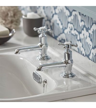 Tavistock Ashmore; Deck Mounted; 2 Tap Hole Basin Mixers (Pair) - Chrome