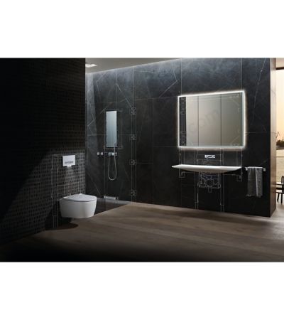 Geberit One Washbasin Tap;Round Design;Wall-Mounted;Two-Handle Mixer;For Concealed Function Box:Gloss Chrome-Plated