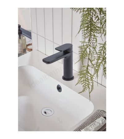 Tavistock Savour; Deck Mounted; 1 Tap Hole Basin Mixer with Click Waster - Black