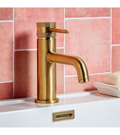 Scudo Core Collection Deck Mounted 1 Handle Basin Mixer - Brushed Brass
