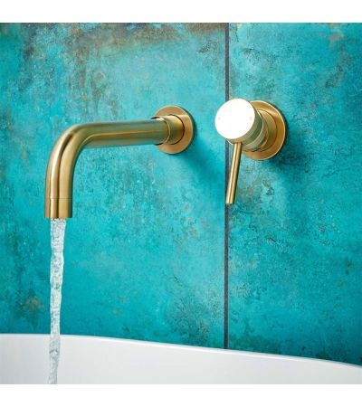 Scudo Core Collection Wall Mounted 1 Handle Basin Mixer - Brushed Brass