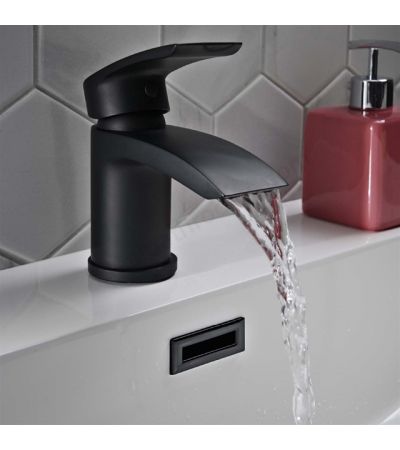 Scudo Belini Deck Mounted 1 Handle Basin Mixer w/ Waste - Matt Black
