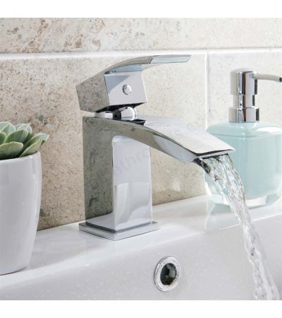 Scudo Descent Deck Mounted 1 Handle Basin Mixer w/ Waste - Chrome
