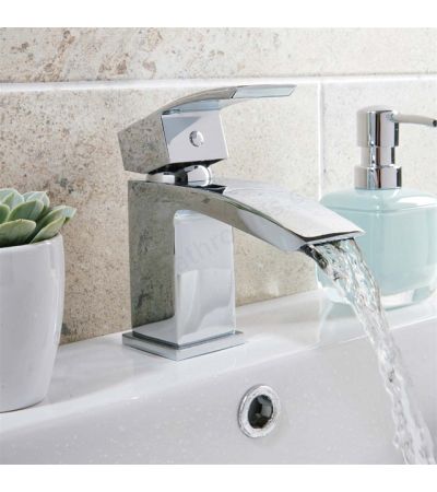 Scudo Descent Deck Mounted 1 Handle Basin Mixer w/ Waste - Chrome