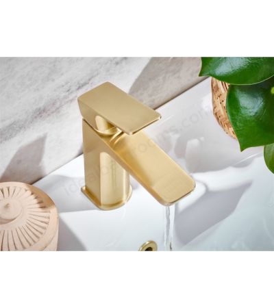 Scudo Muro  Deck Mounted 1 Handle Basin Mixer w/ Waste - Brushed Brass
