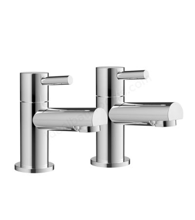 Scudo Premier 2 Tap Hole Deck Mounted Bath Bib Taps - Chrome