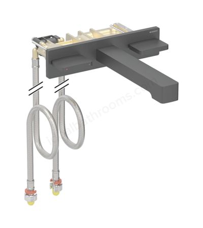 Geberit ONE square tap; wall-mounted; two-handles; 220mm spout - Matt Black