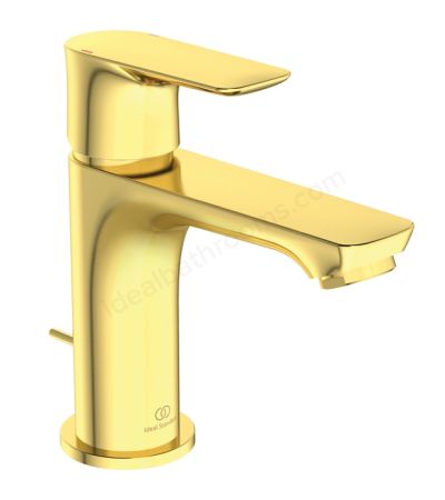 Atelier Connect Air slim single lever basin mixer with pop-up waste; brushed gold